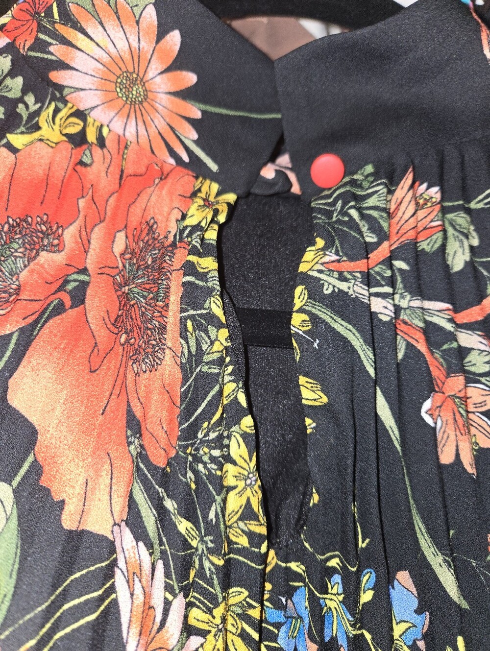 Frank Lyman Design Black Midi Dress with Orange Floral Print - Picture 3 of 3